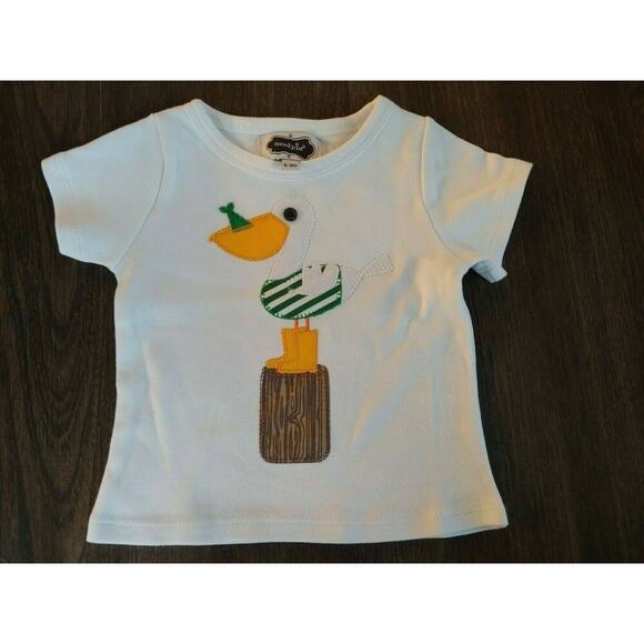 Mud Pie Baby Boys Embroidered Pelican Shirt Size 6-9 Months Beach Bird - Picture 1 of 4